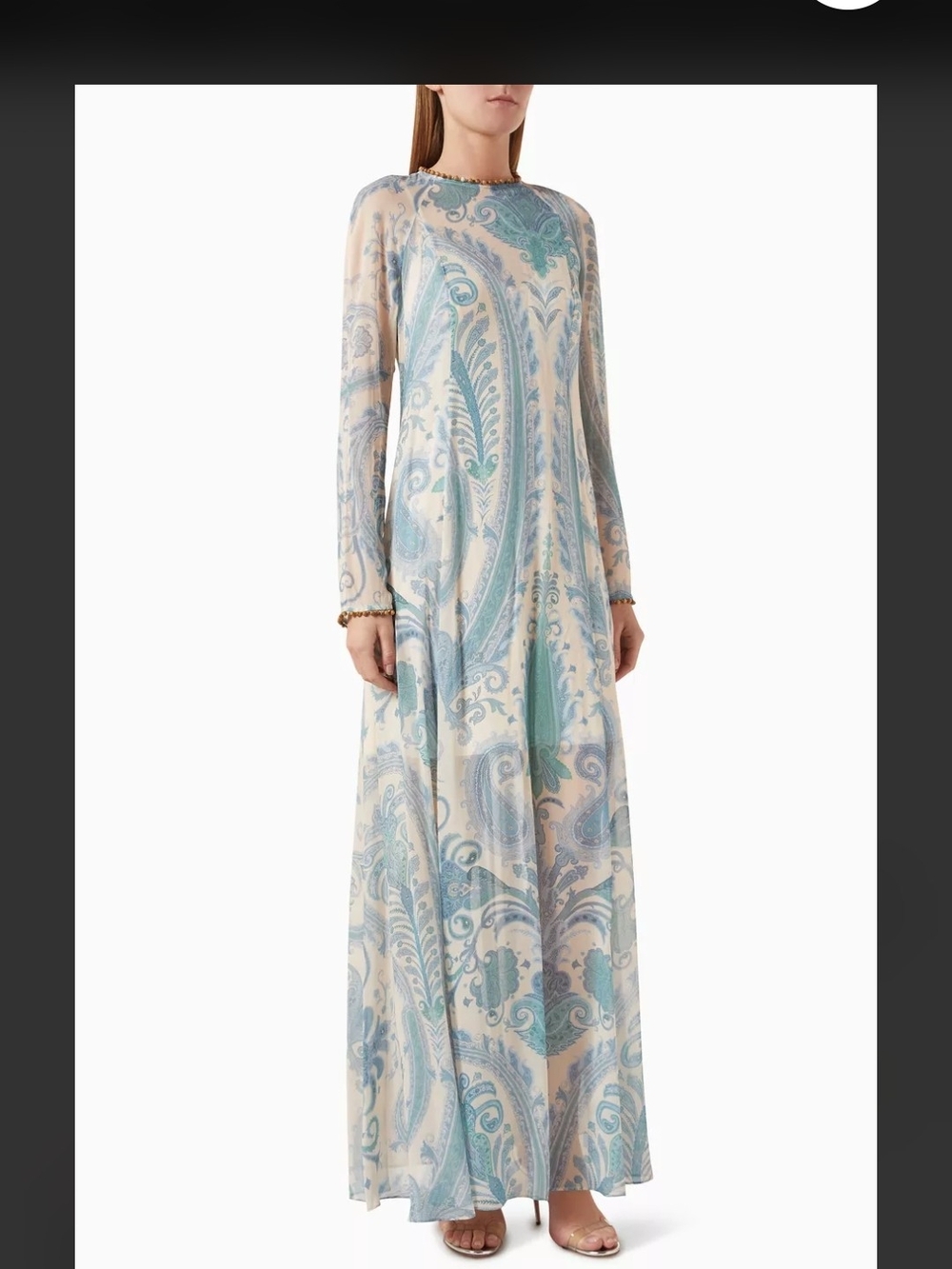 Zimmermann Long Sleeve Maxi Dress in Light Blue Paisley
